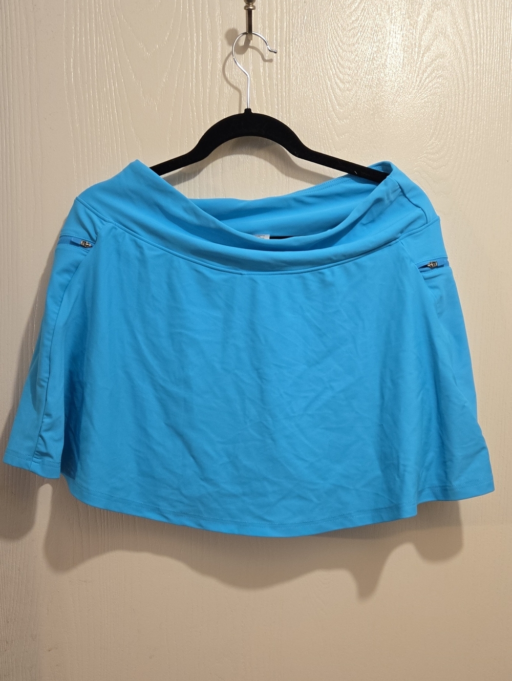 Bright Aqua Swim Skirt with Side Zip Pockets. L39